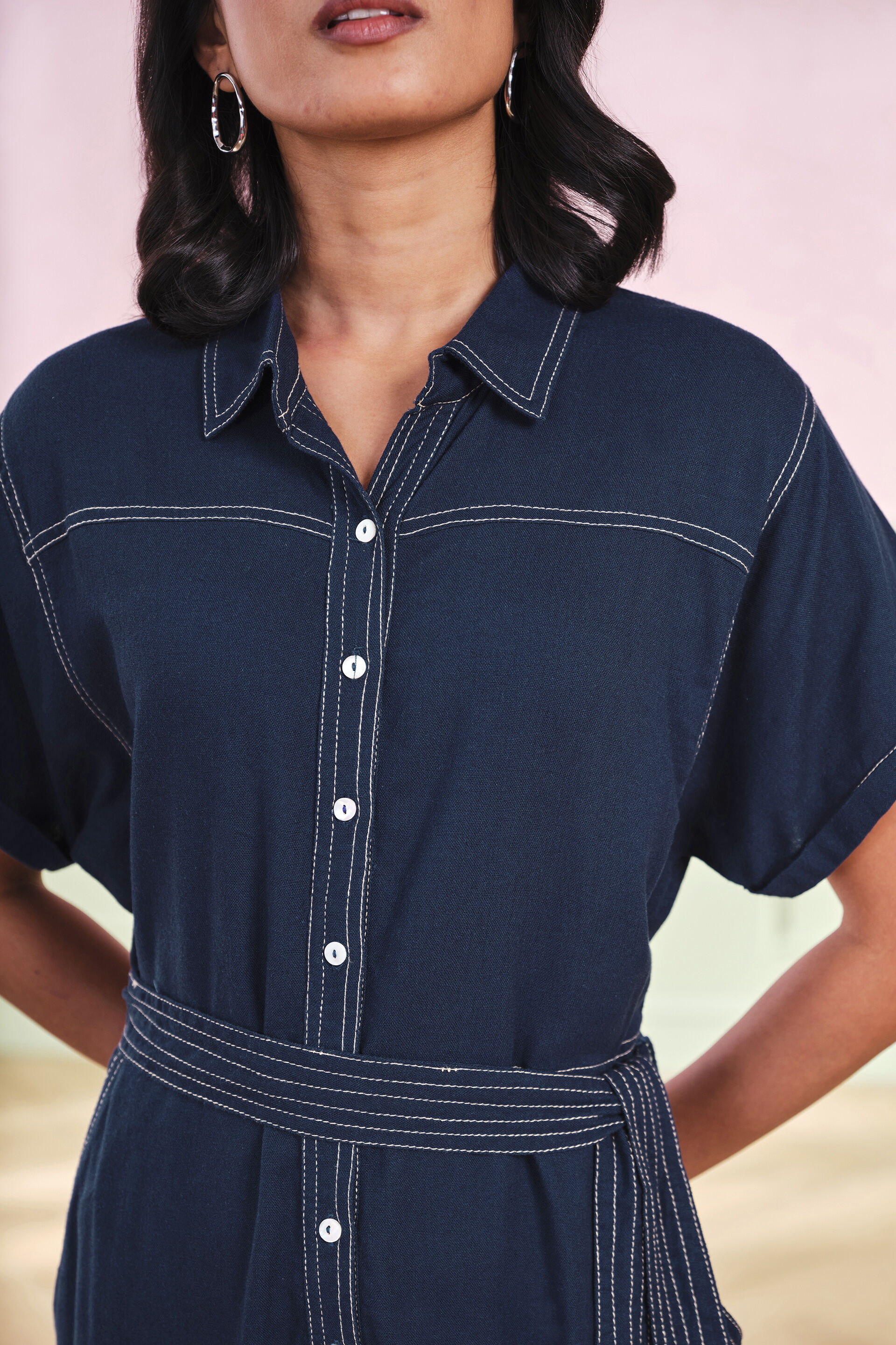 Cobalt Crush Viscose Blend Navy Dress, Navy, image 6